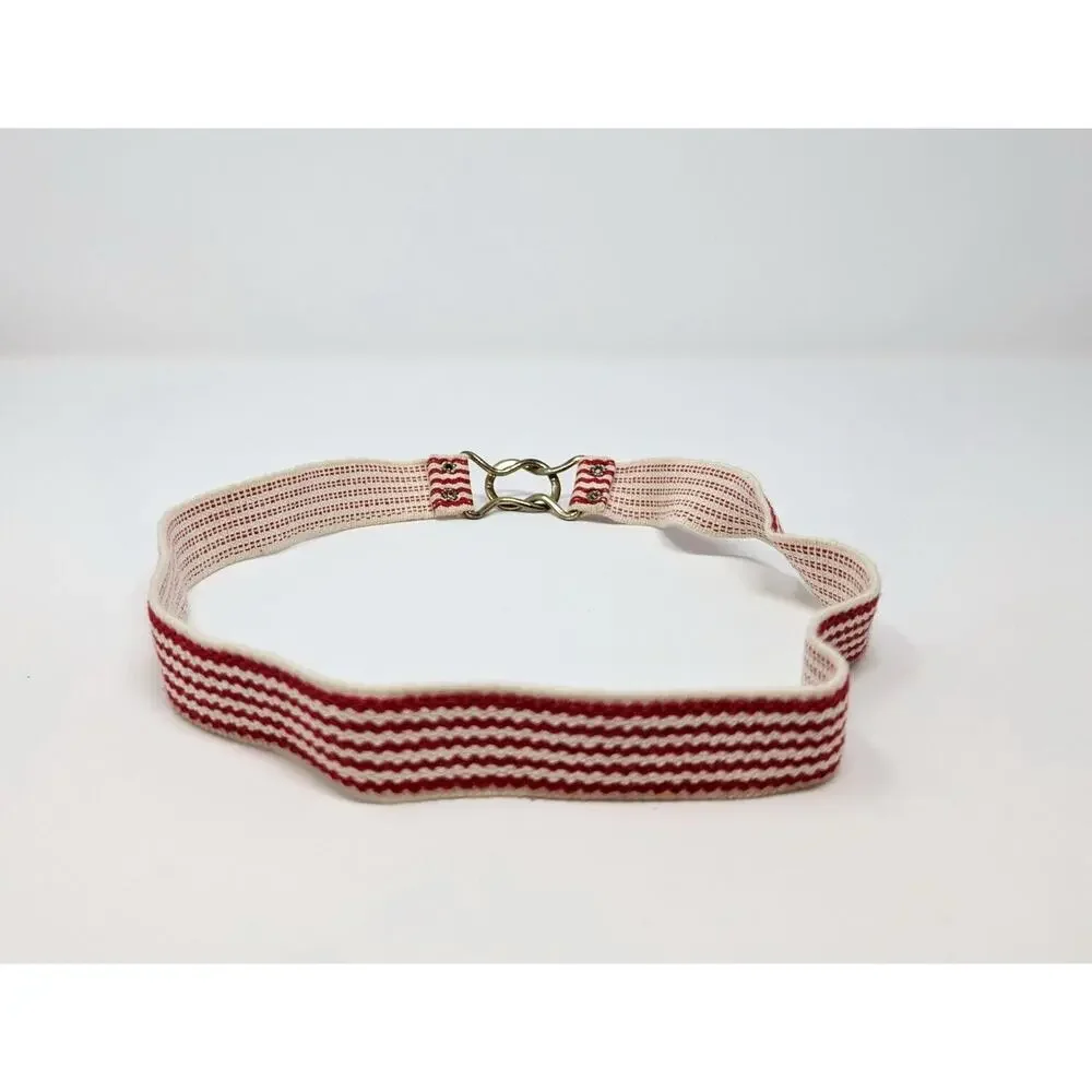 Vintage 80s Belt Red White Stripe Elastic Stretch Women's 26.5 Inches XS S